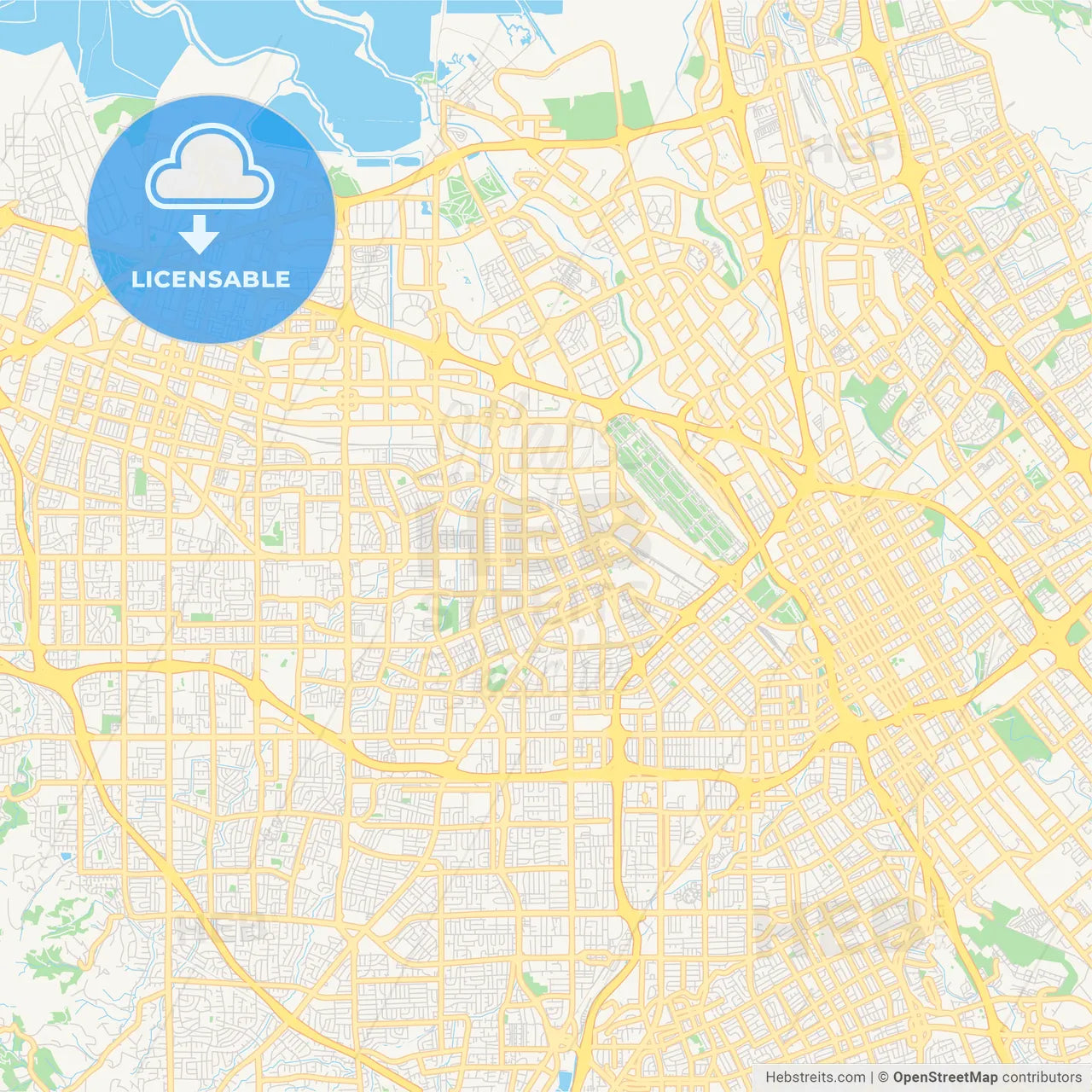Empty vector map of Santa Clara, California, USA
