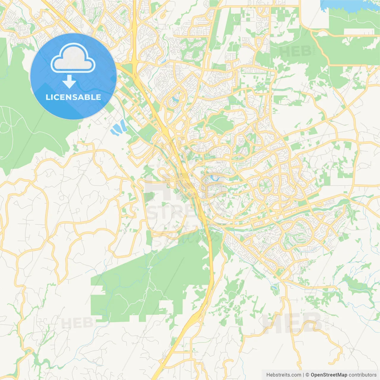 Empty vector map of Temecula, California, USA