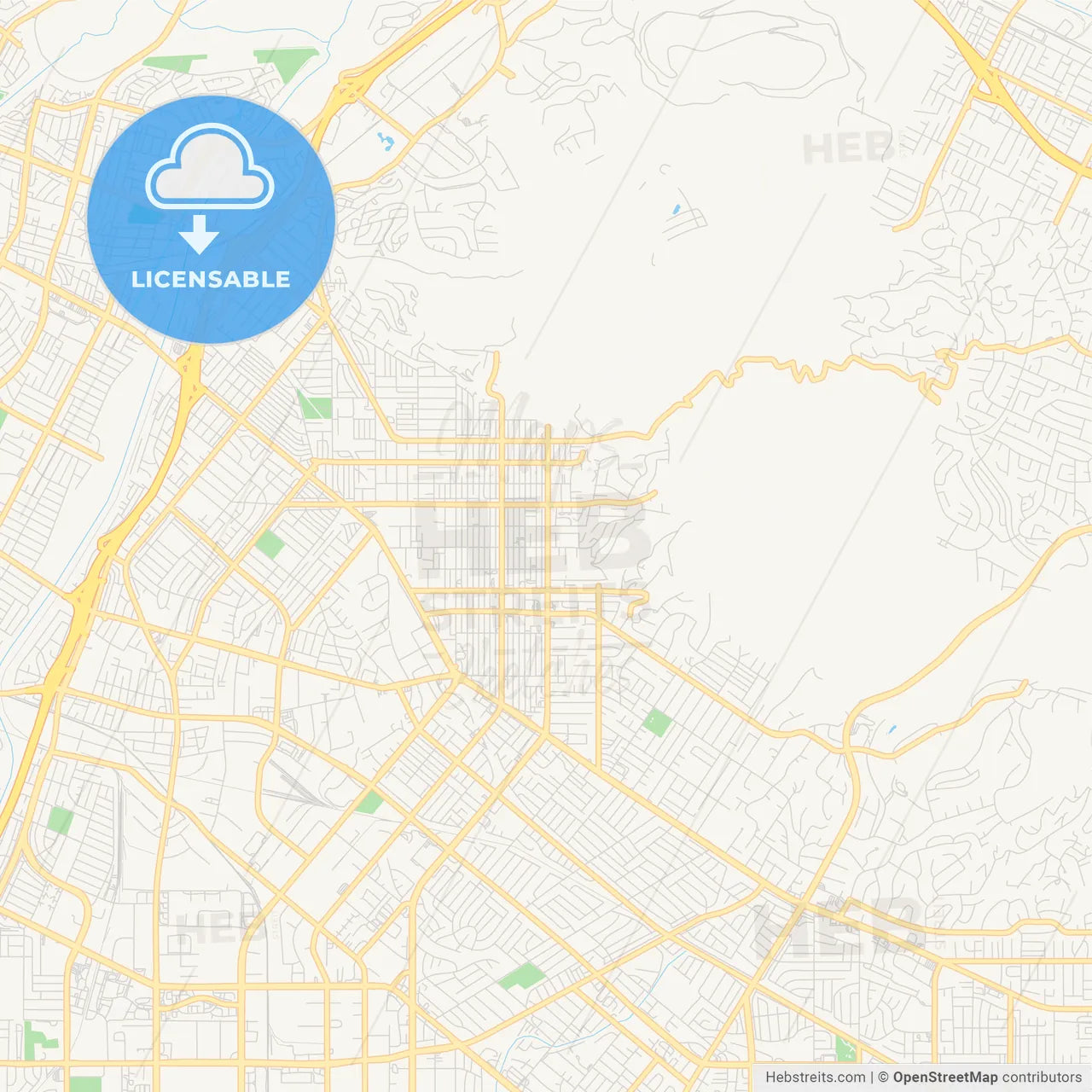 Empty vector map of Whittier, California, USA