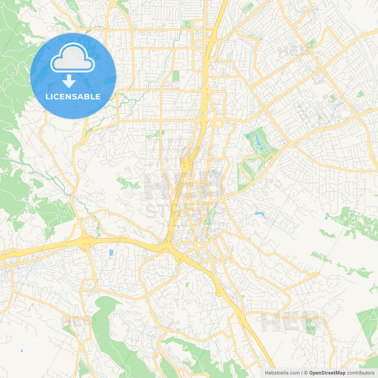 Empty vector map of Walnut Creek, California, USA