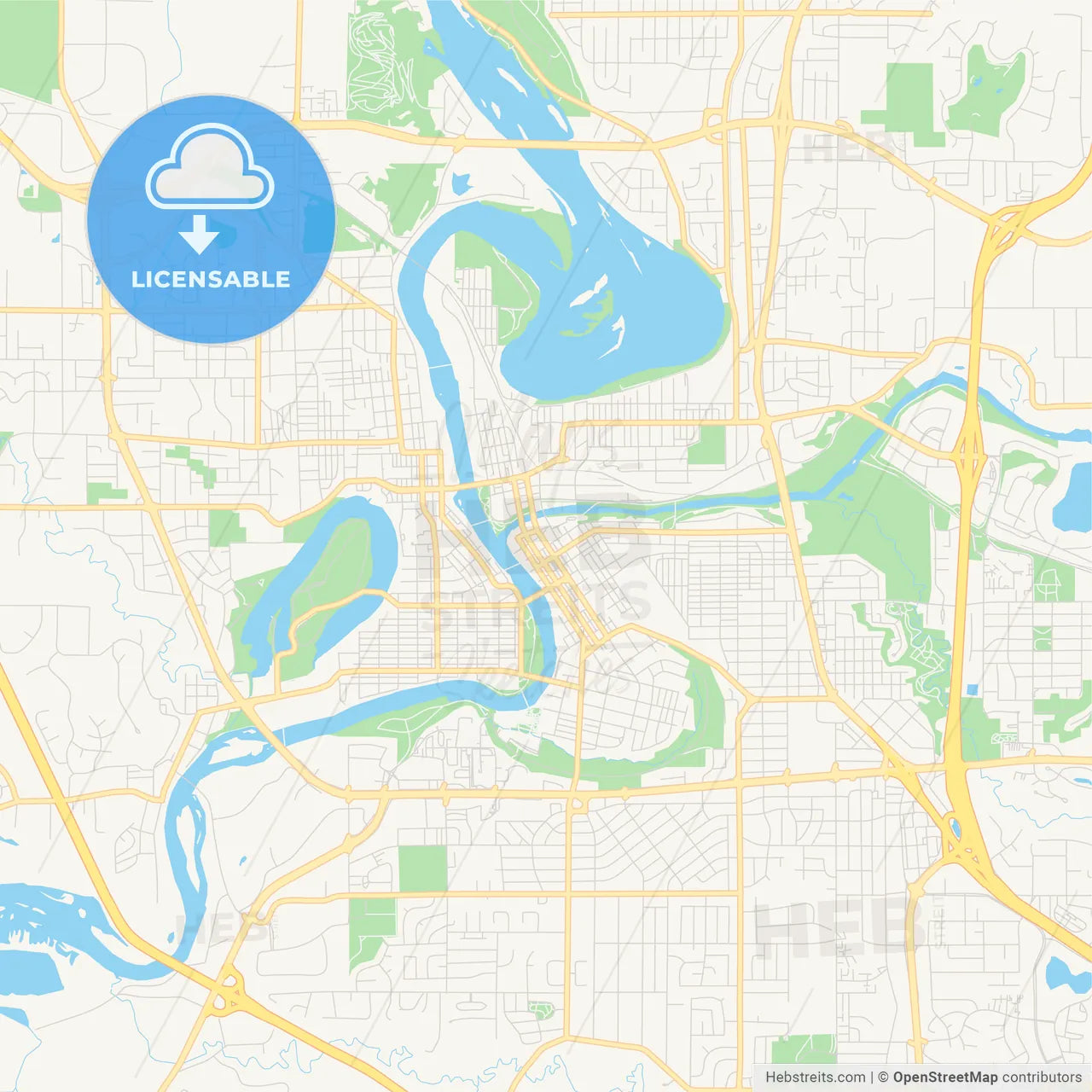 Empty vector map of Eau Claire, Wisconsin, USA