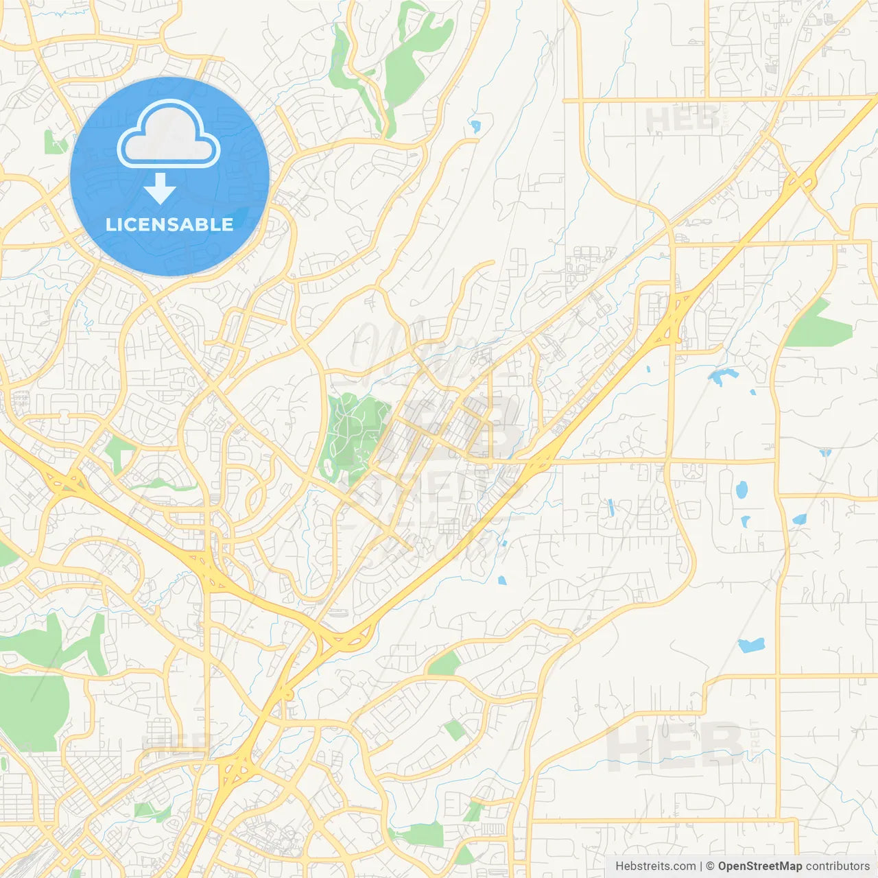 Empty vector map of Rocklin, California, USA