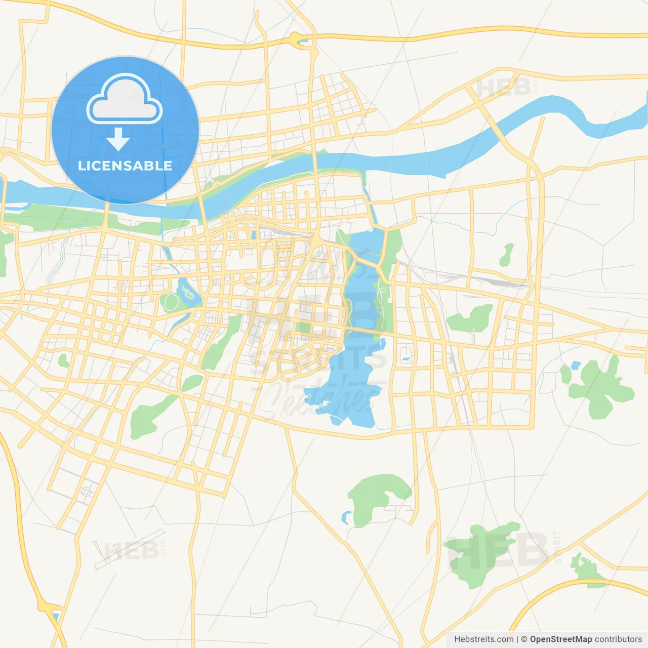 Printable street map of Bengbu, China