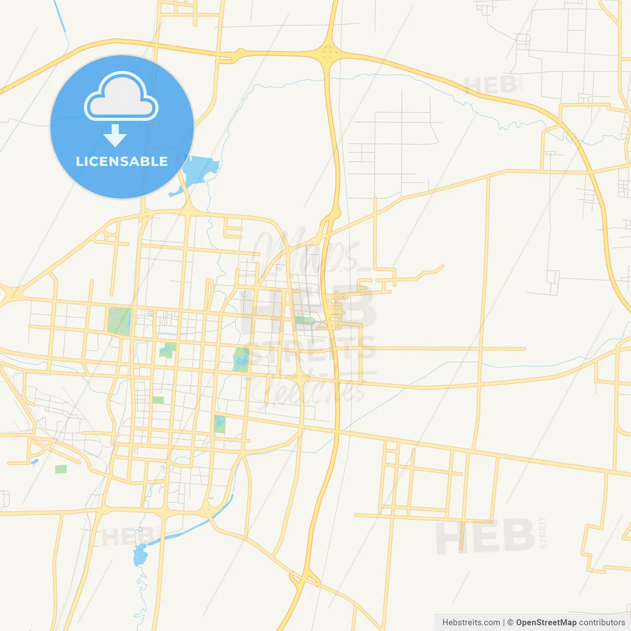 Printable street map of Handan, China