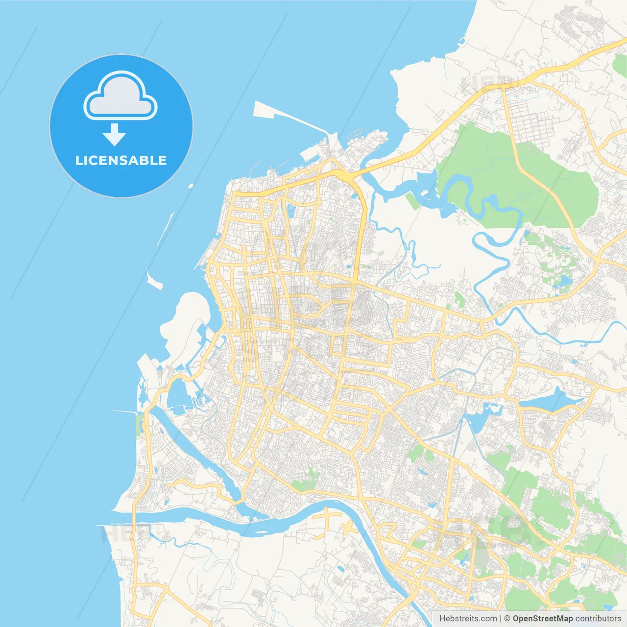 Printable street map of Makassar, Indonesia