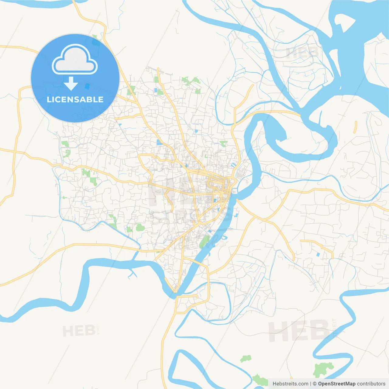 Printable street map of Barisal, Bangladesh