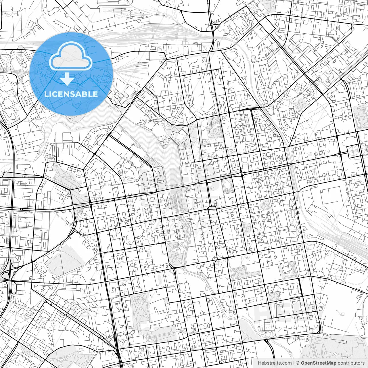 Vector PDF map of Yekaterinburg, Russia