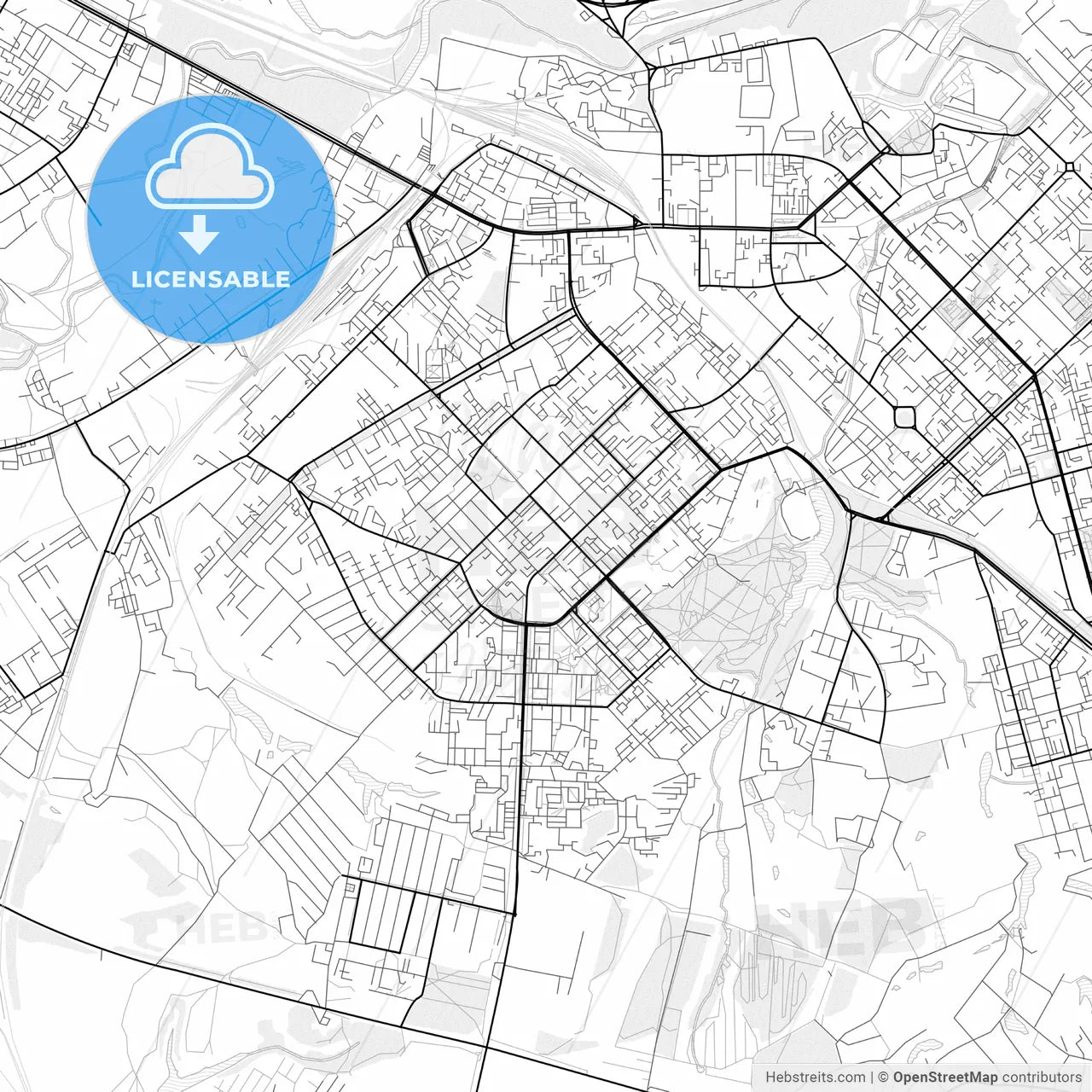 Vector PDF map of Ryazan, Russia