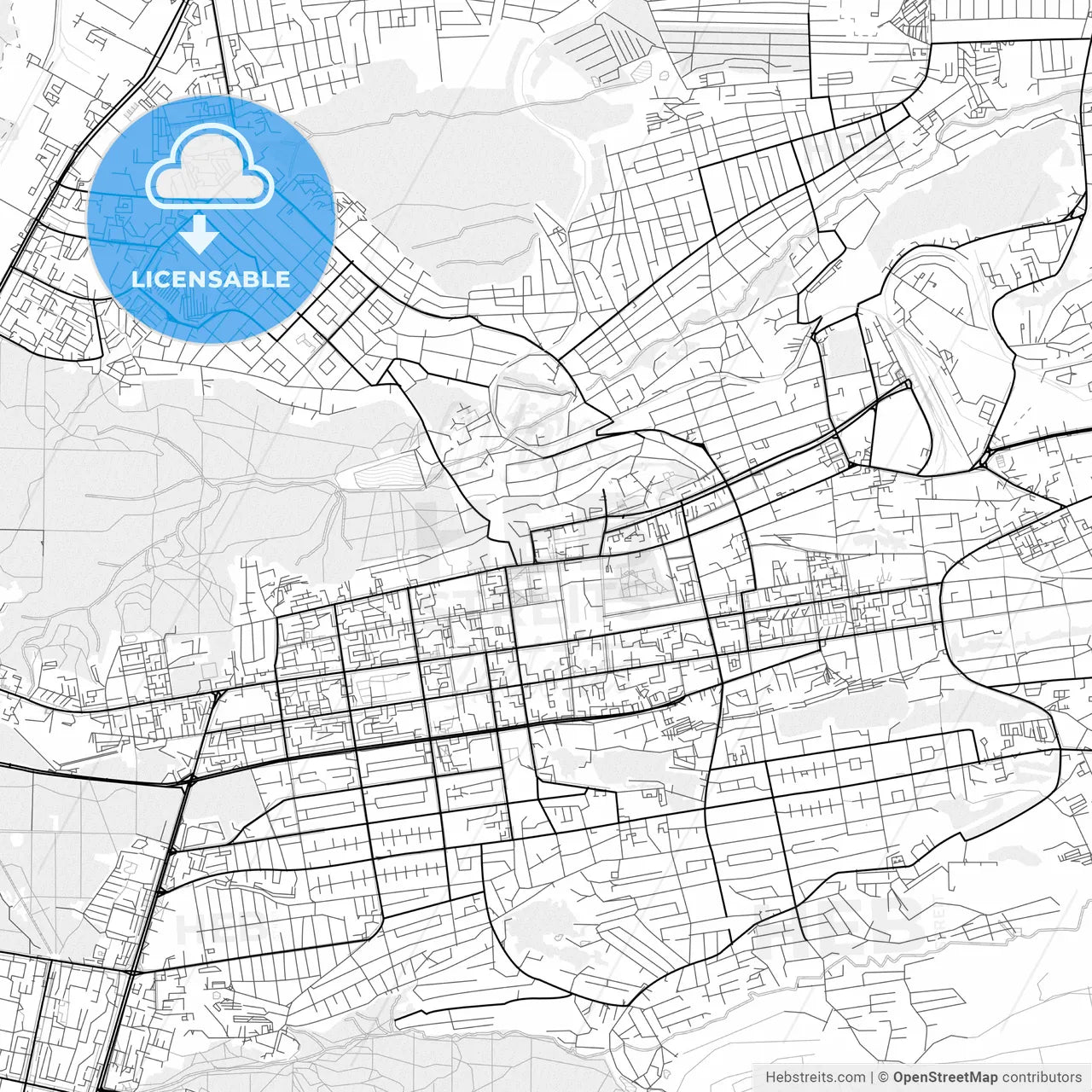 Vector PDF map of Stavropol, Russia