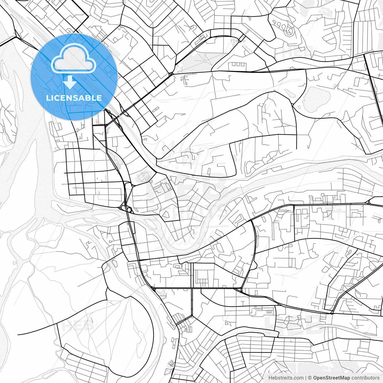 Vector PDF map of Ulan-Ude, Russia