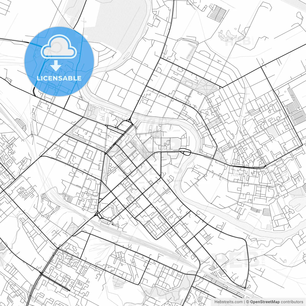 Vector PDF map of Vologda, Russia