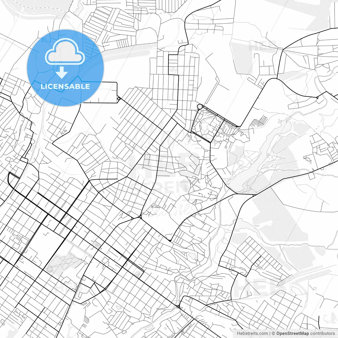 Vector PDF map of Shakhty, Russia
