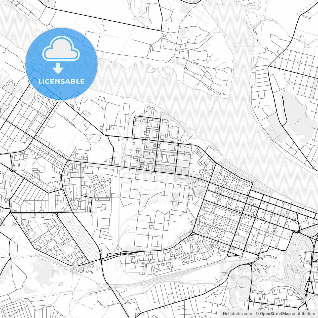 Vector PDF map of Rybinsk, Russia