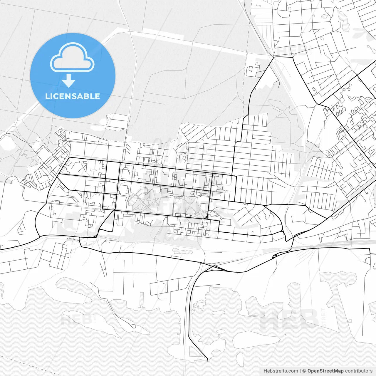 Vector PDF map of Zelenodolsk, Russia