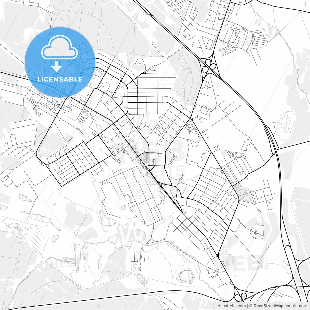 Vector PDF map of Verkhnyaya Pyshma, Russia