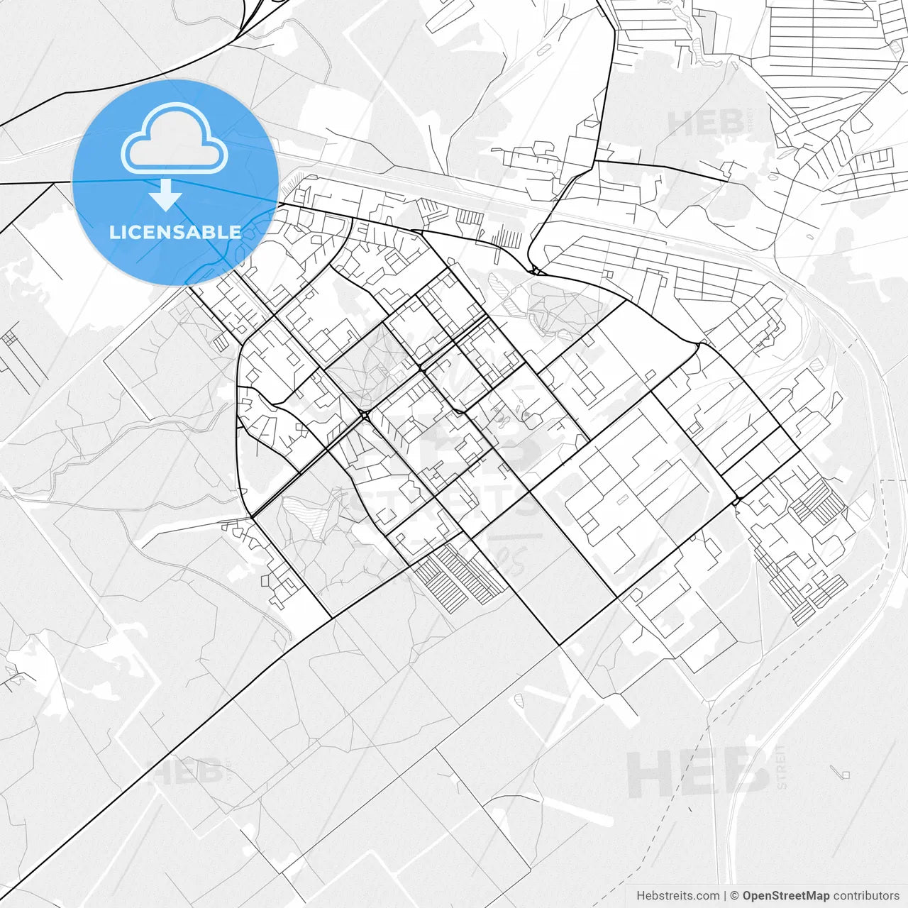 Vector PDF map of Zarechny, Russia