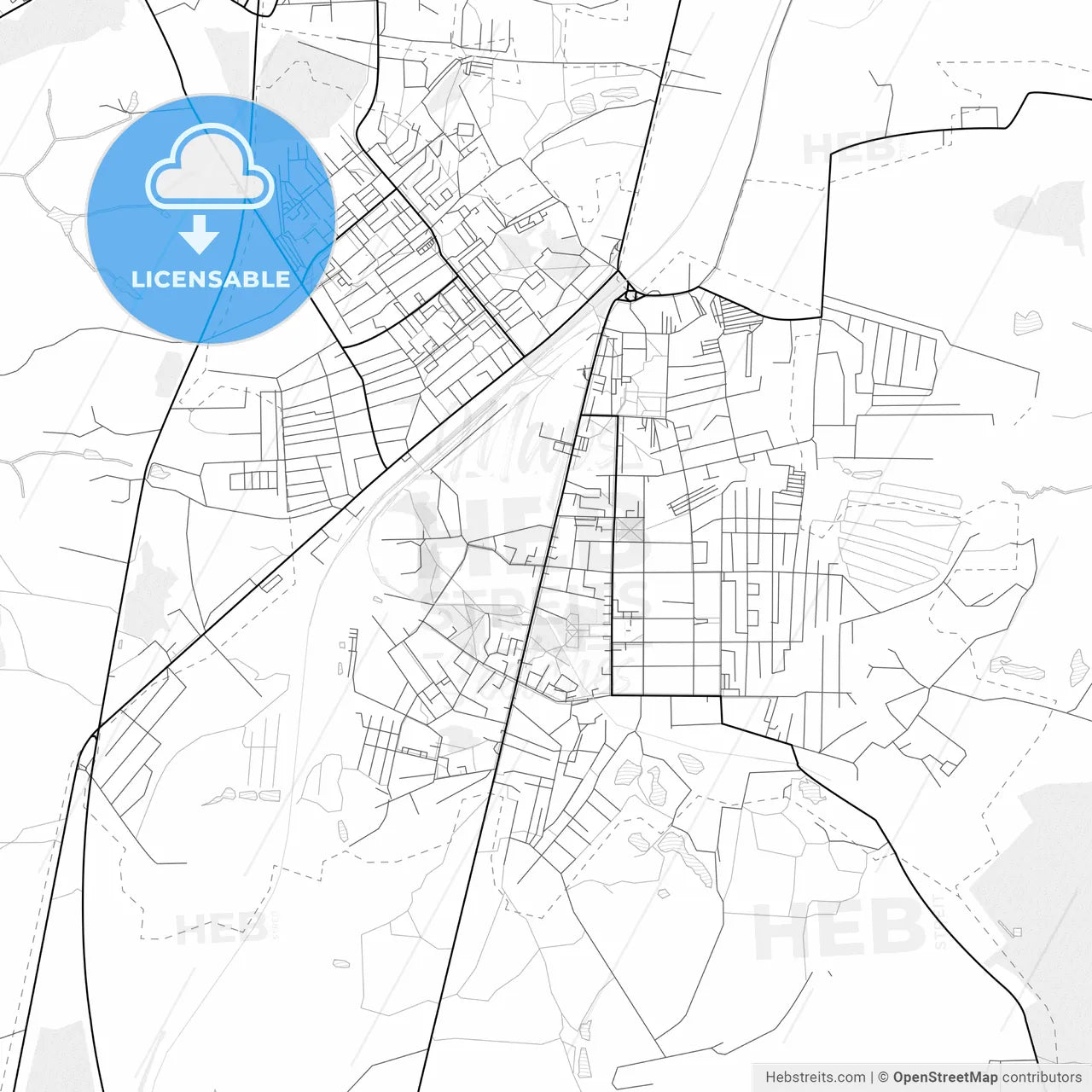Vector PDF map of Shchyokino, Russia