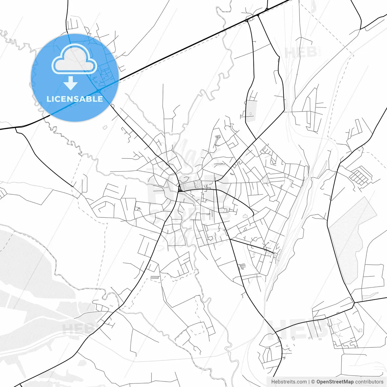 Vector PDF map of Vyazma, Russia