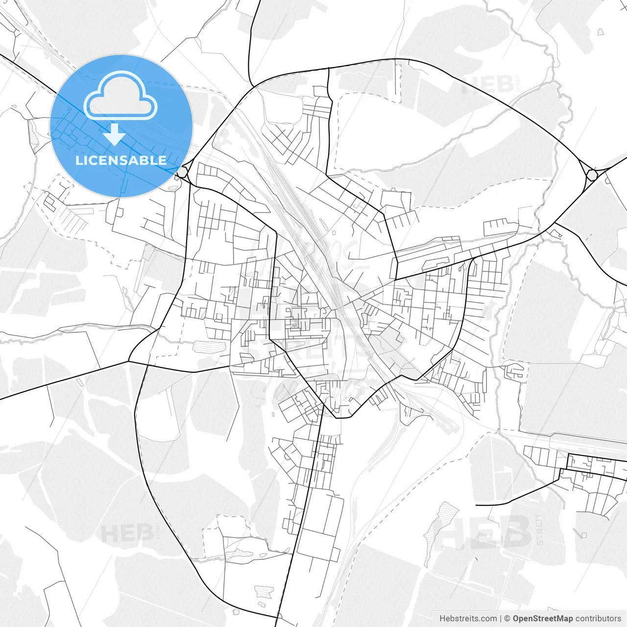 Vector PDF map of Uzlovaya, Russia