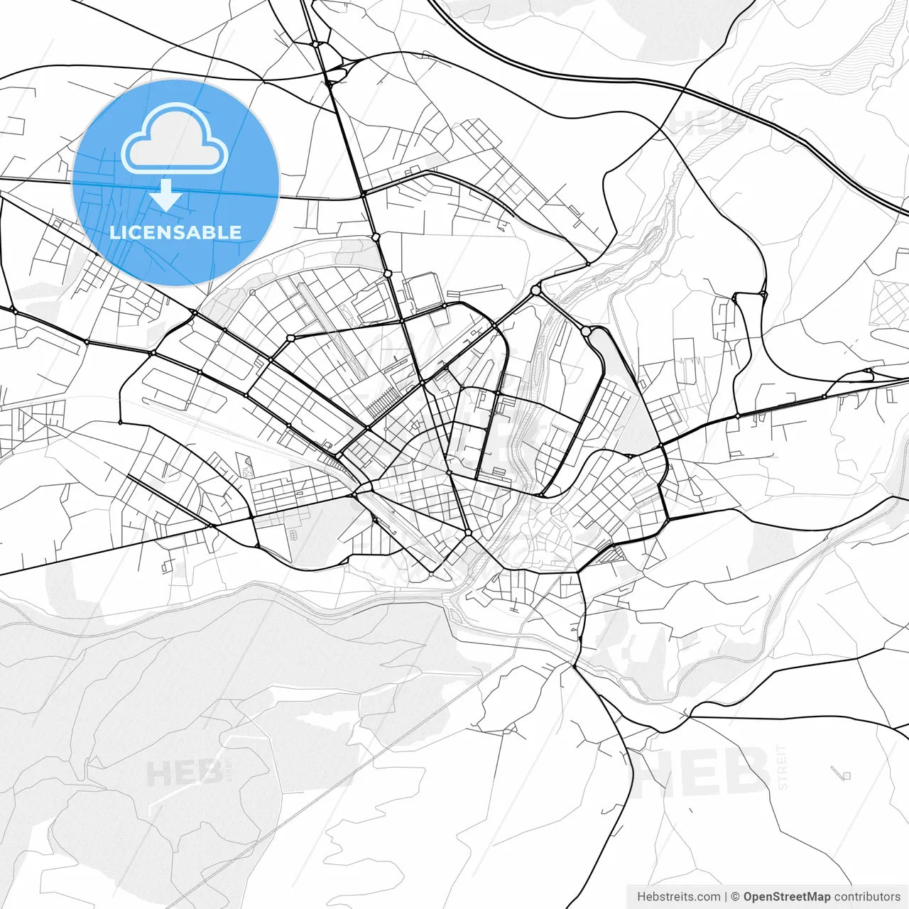 Vector PDF map of Ponferrada, Spain