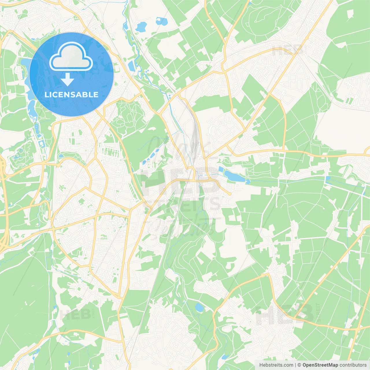 Herzogenrath, Germany Vector Map - Classic Colors