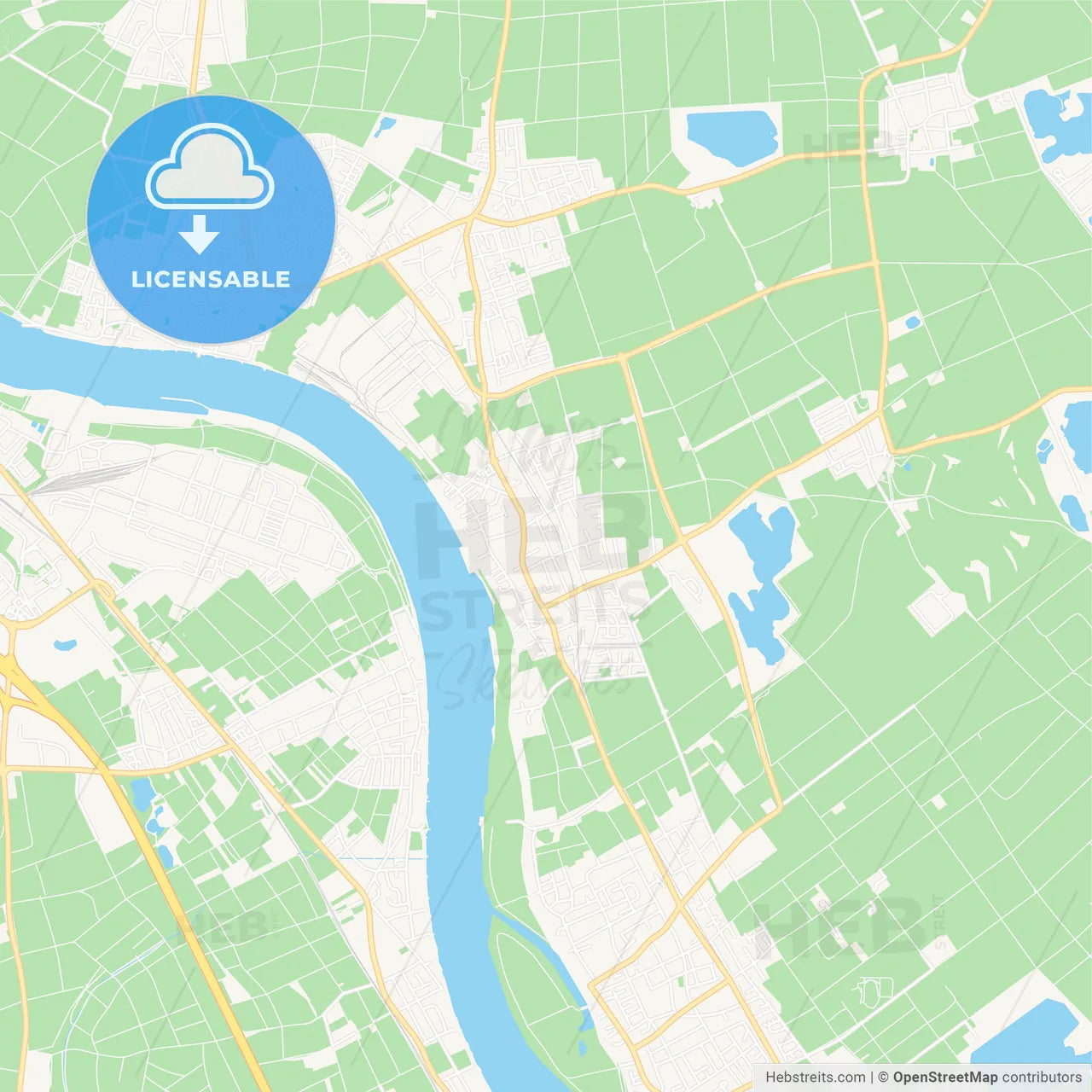 Niederkassel, Germany Vector Map - Classic Colors