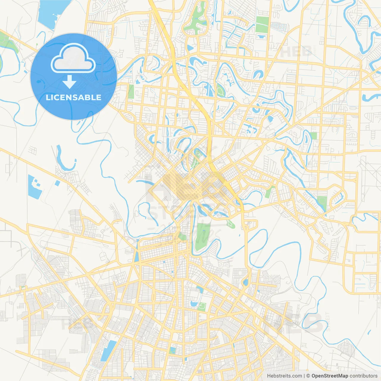 Empty vector map of Brownsville, Texas, USA