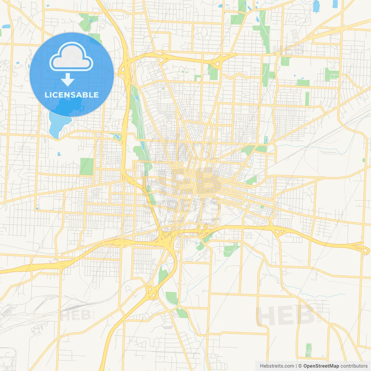 Empty vector map of Canton, Ohio, USA