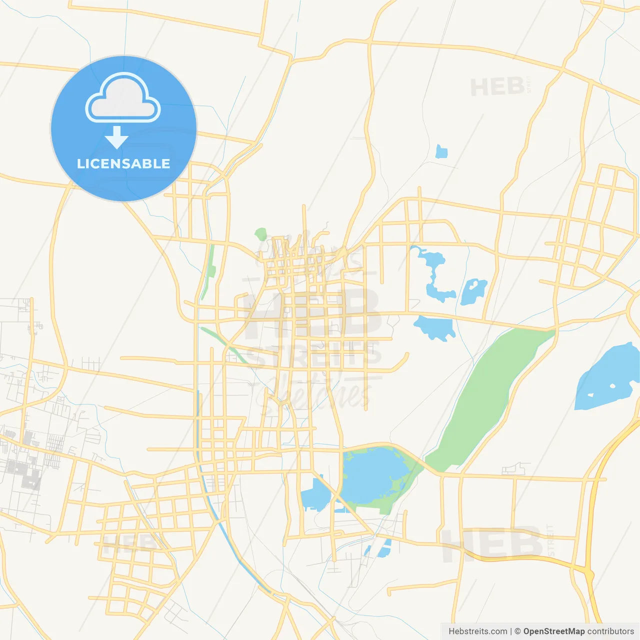 Printable street map of Huaibei, China