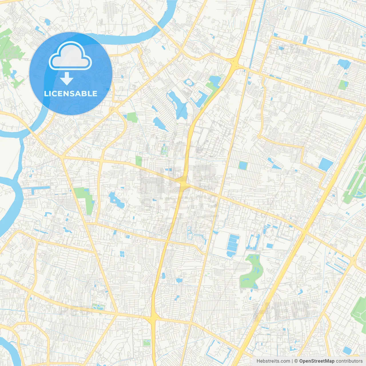 Printable street map of Pak Kret, Thailand