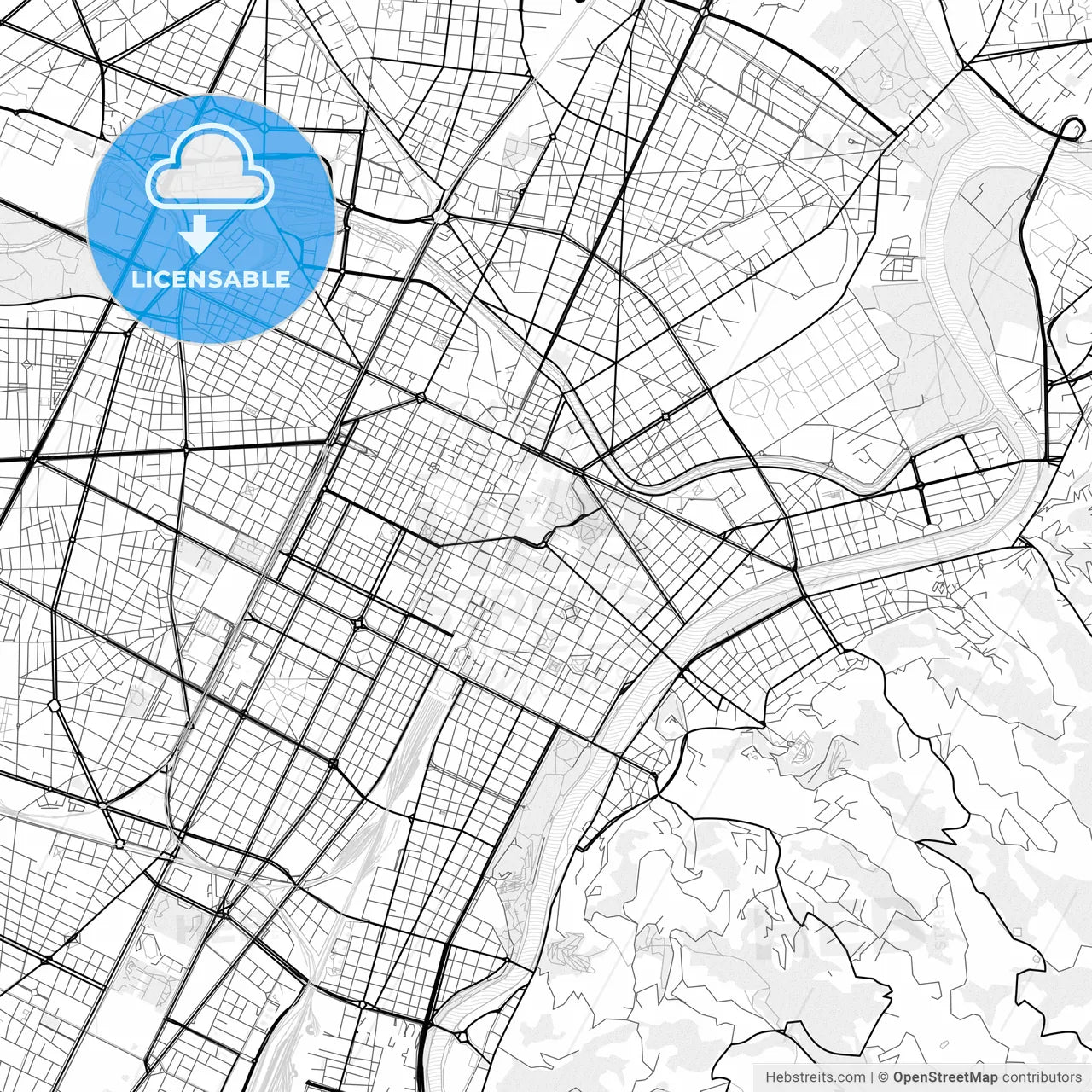 Vector PDF map of Turin, Italy