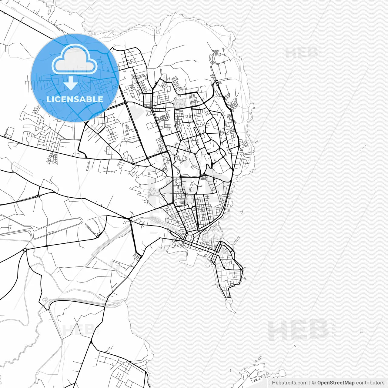 Vector PDF map of Syracuse, Italy