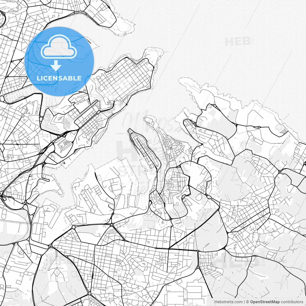 Vector PDF map of Senglea, Malta