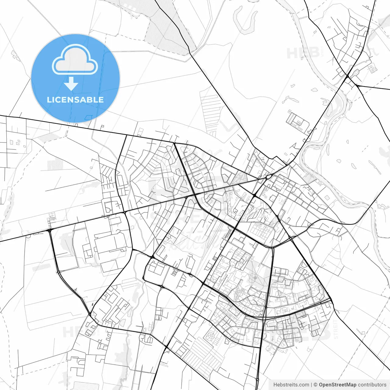 Vector PDF map of Łomża, Poland