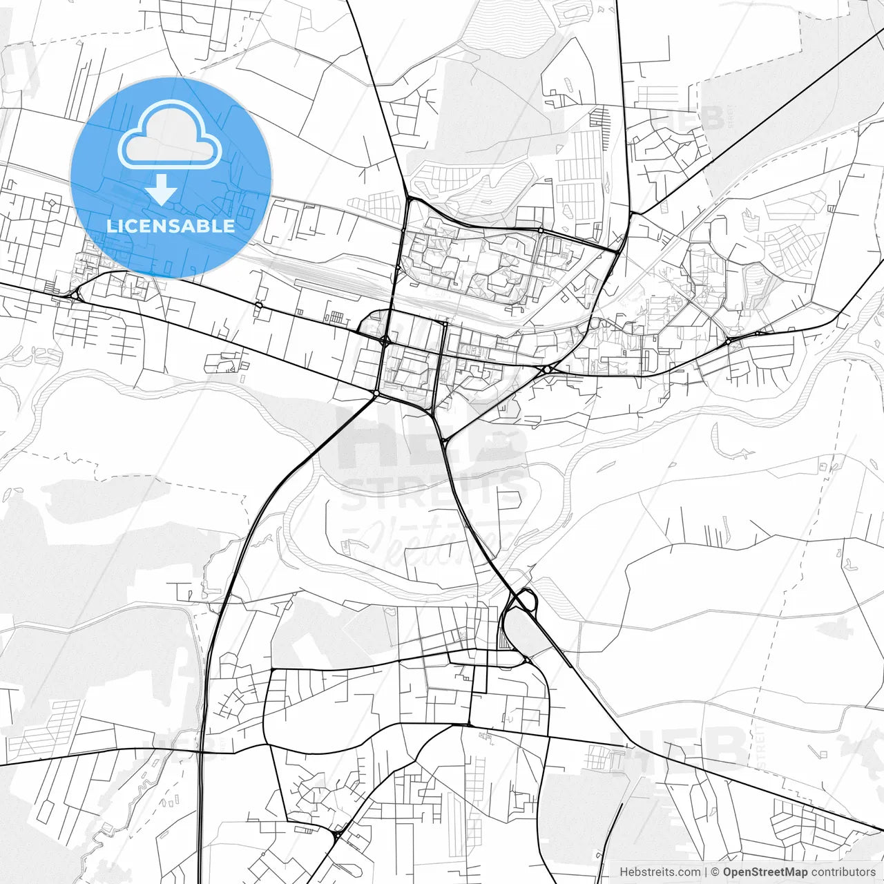 Vector PDF map of Konin, Poland