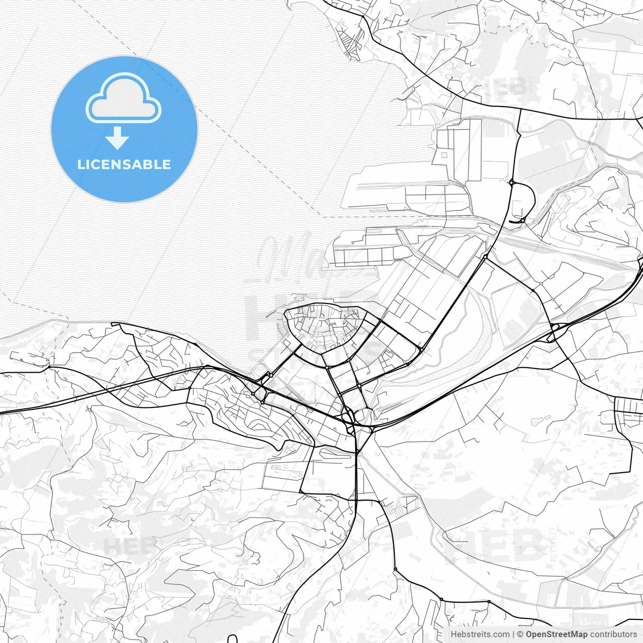 Vector PDF map of Koper, Slovenia