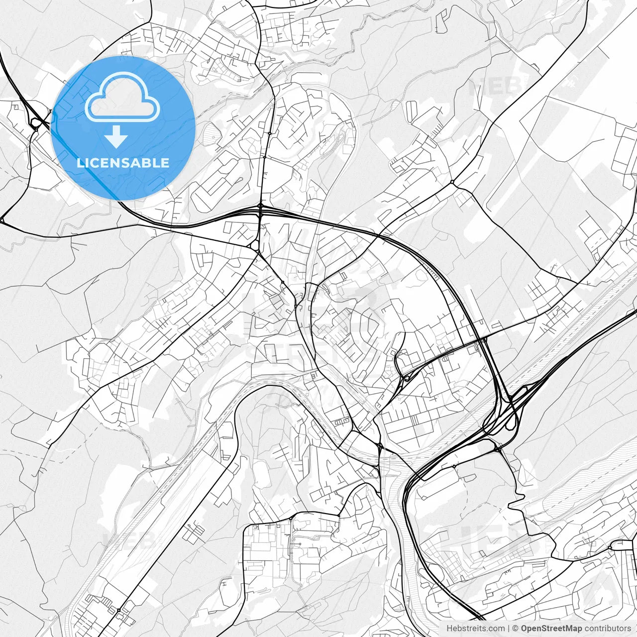 Vector PDF map of Emmen, Switzerland