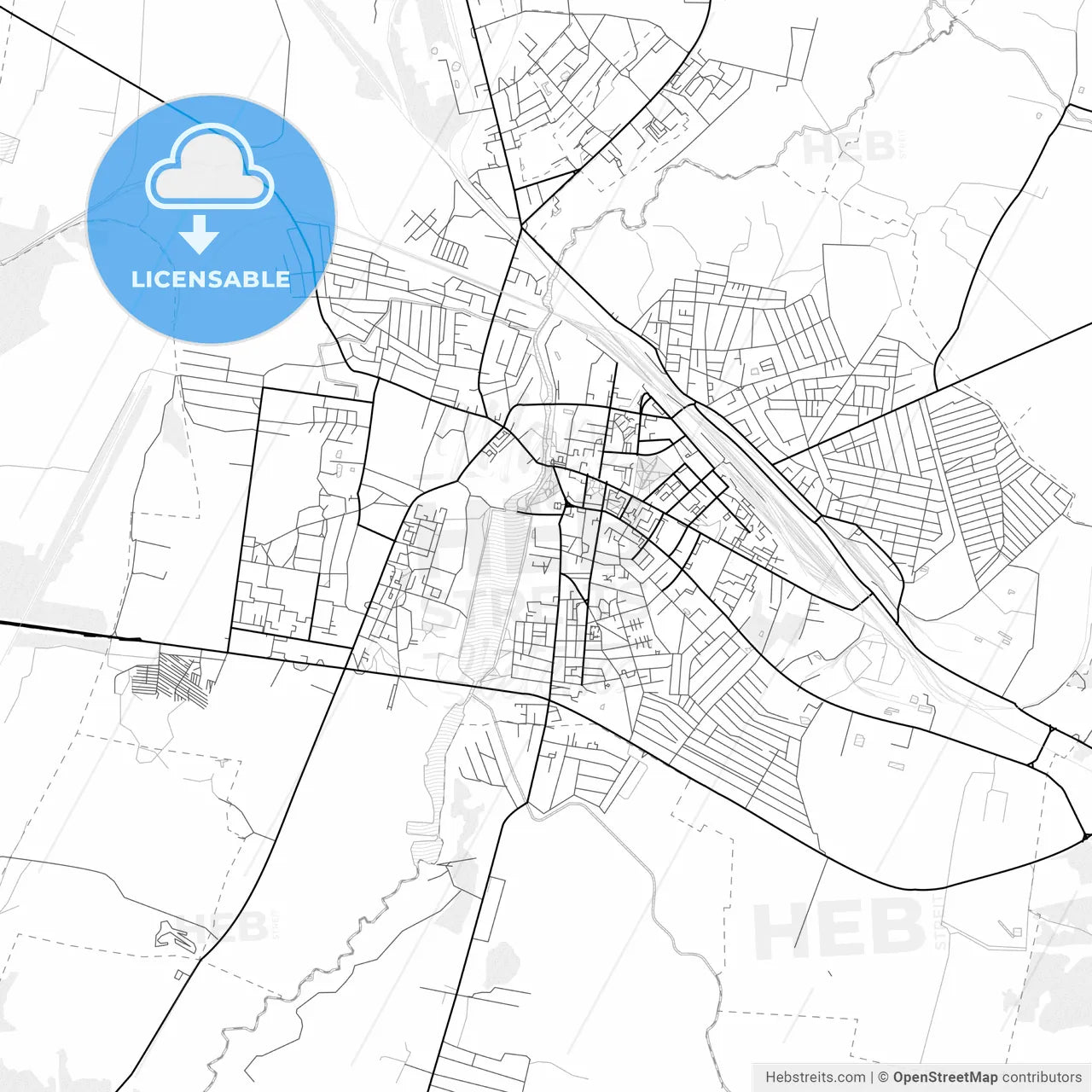Vector PDF map of Kovel, Ukraine