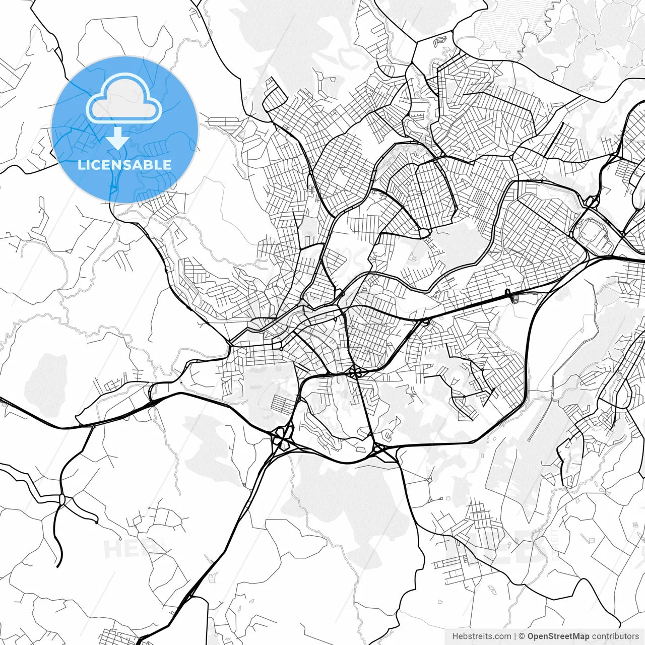 Vector PDF map of Betim, Brazil