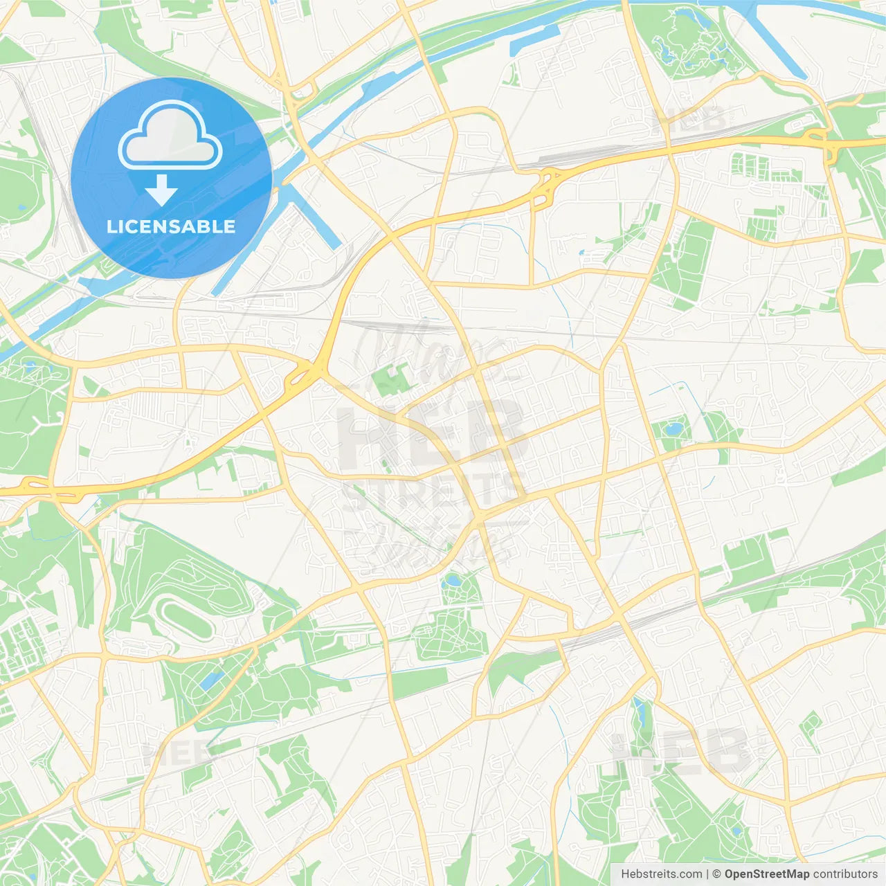 Gelsenkirchen, Germany Vector Map - Classic Colors