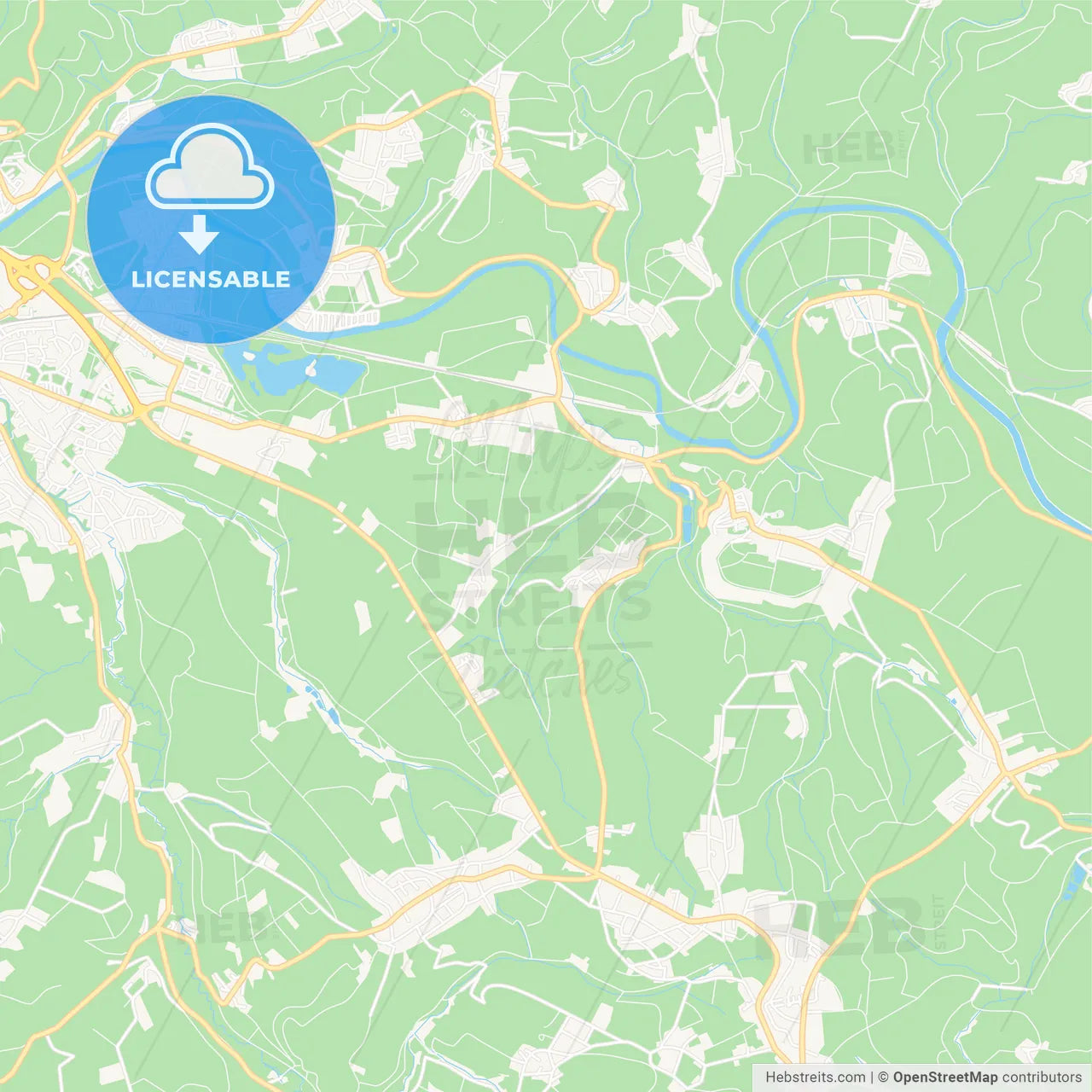 Hennef (Sieg), Germany Vector Map - Classic Colors