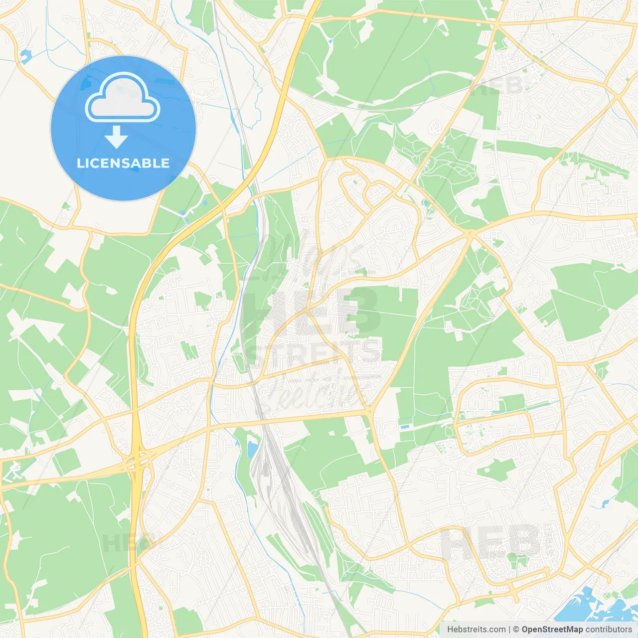 Beeston and Stapleford, England Vector Map - Classic Colors