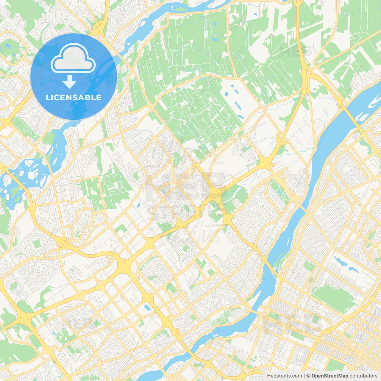 Empty vector map of Laval, Quebec, Canada