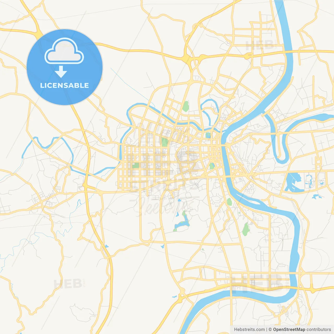 Printable street map of Hengyang, China