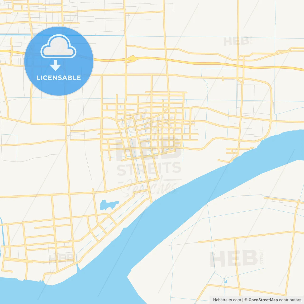 Printable street map of Haimen, China