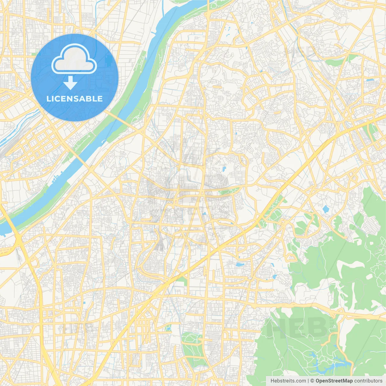 Printable street map of Neyagawa, Japan
