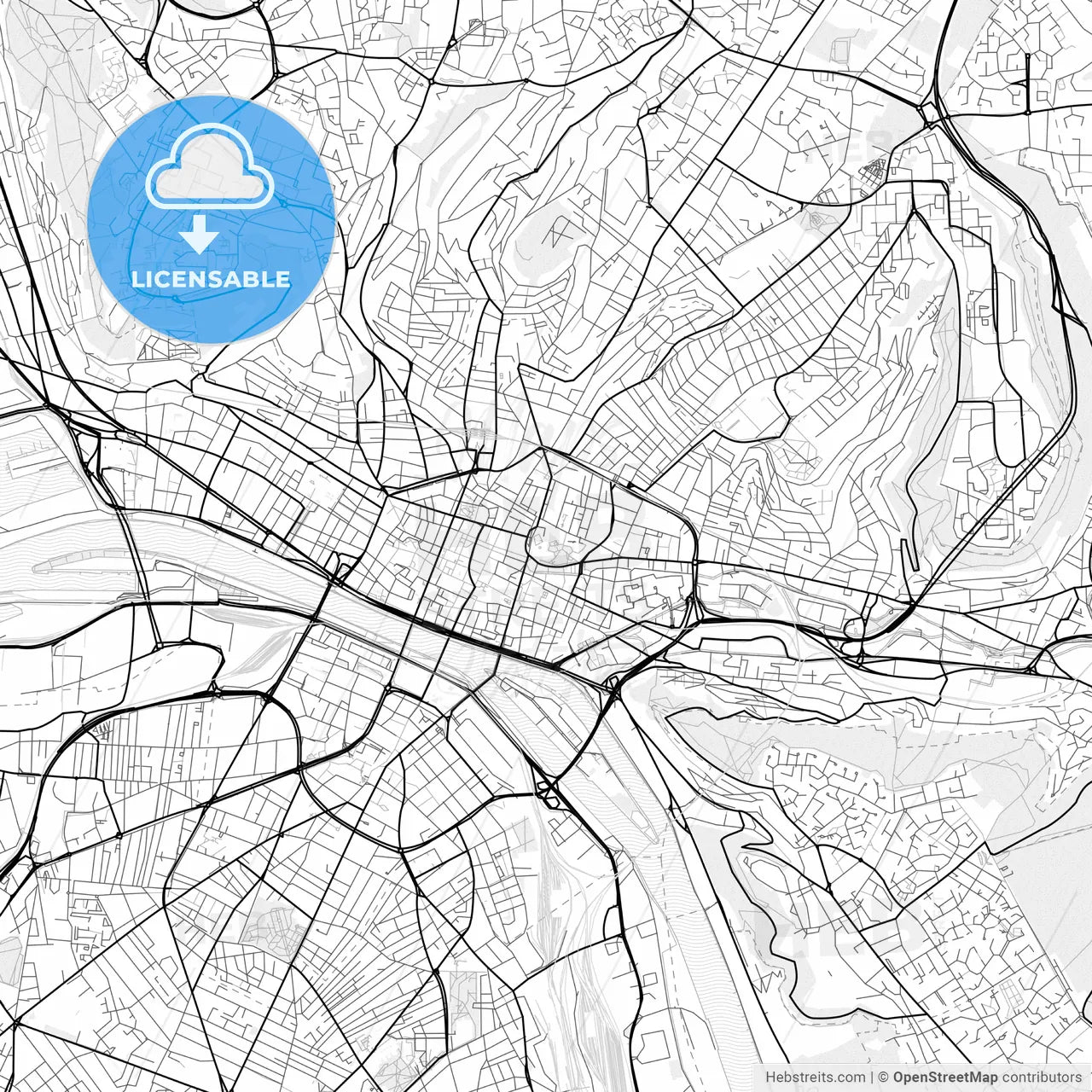 Vector PDF map of Rouen, France