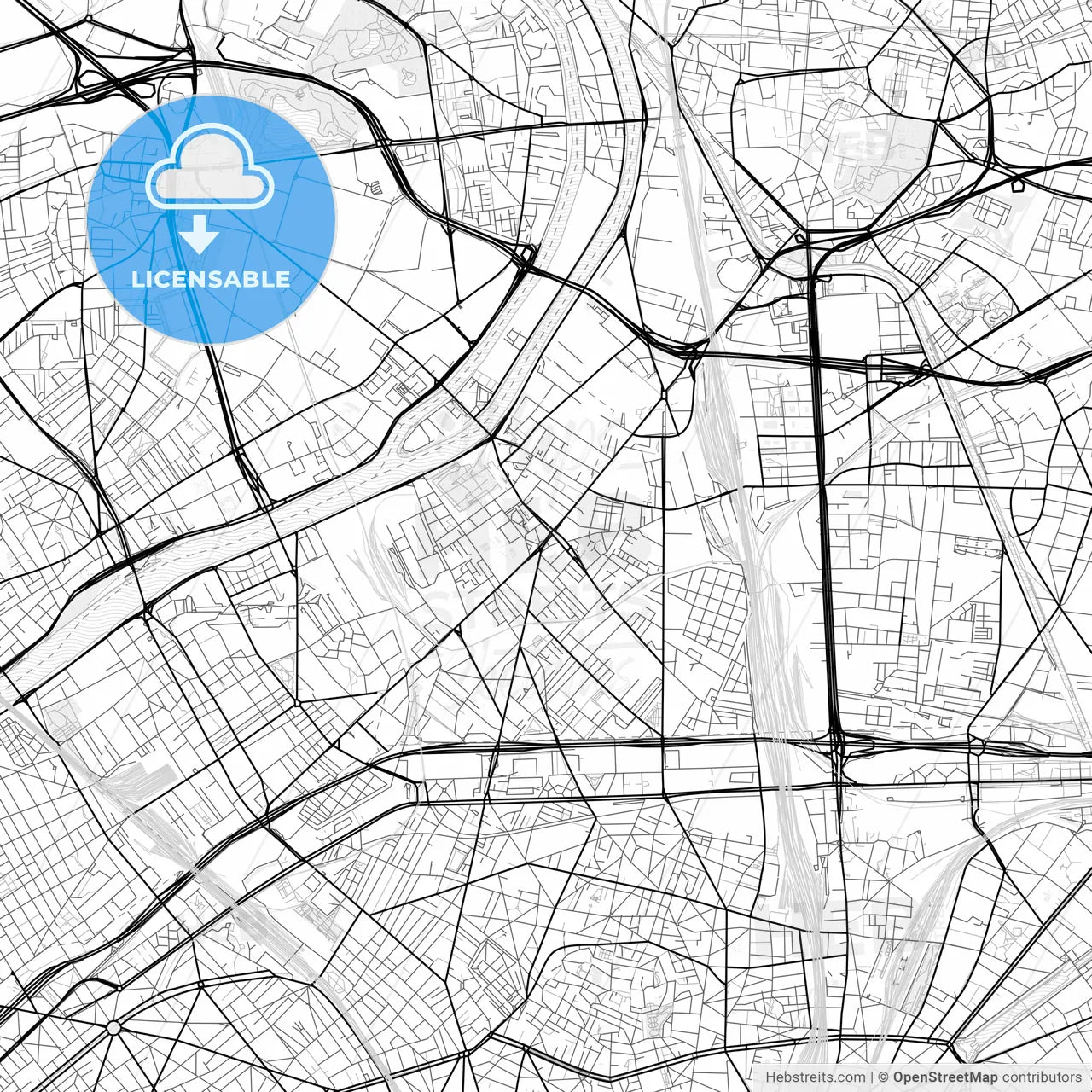 Vector PDF map of Saint-Ouen, France