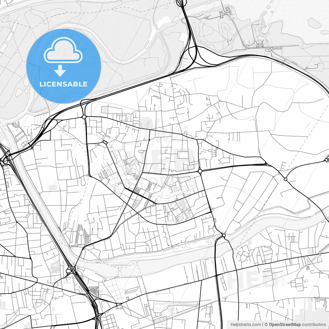 Vector PDF map of Vaulx-en-Velin, France