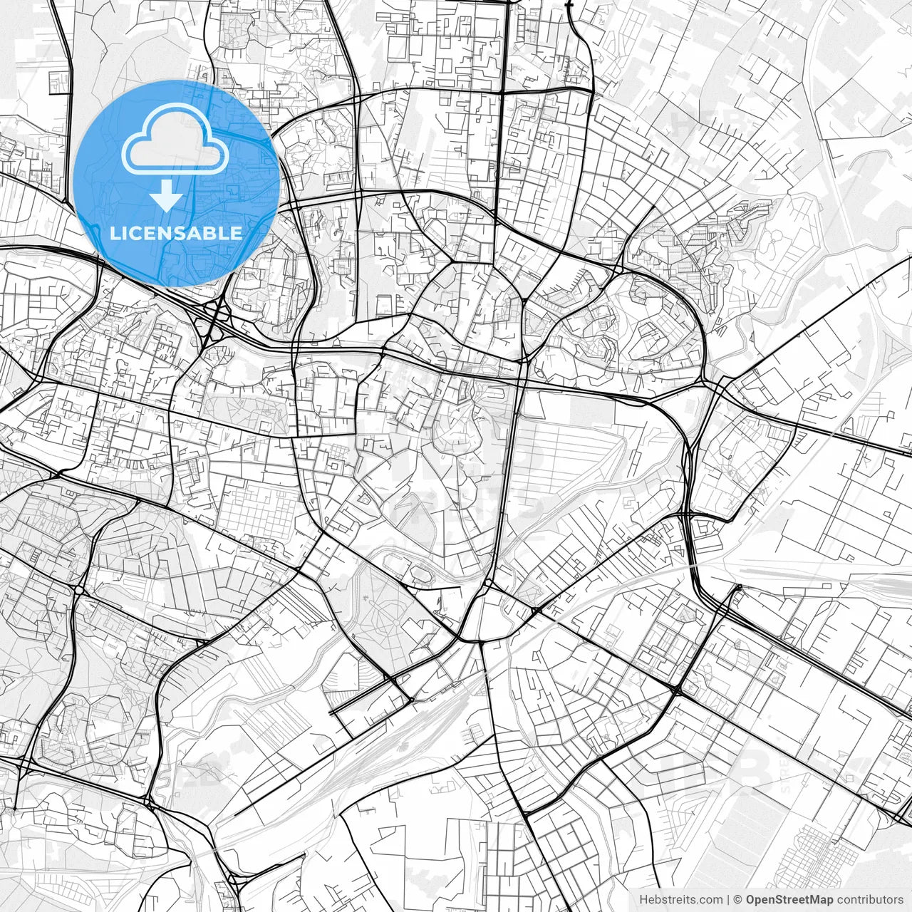 Vector PDF map of Lublin, Poland